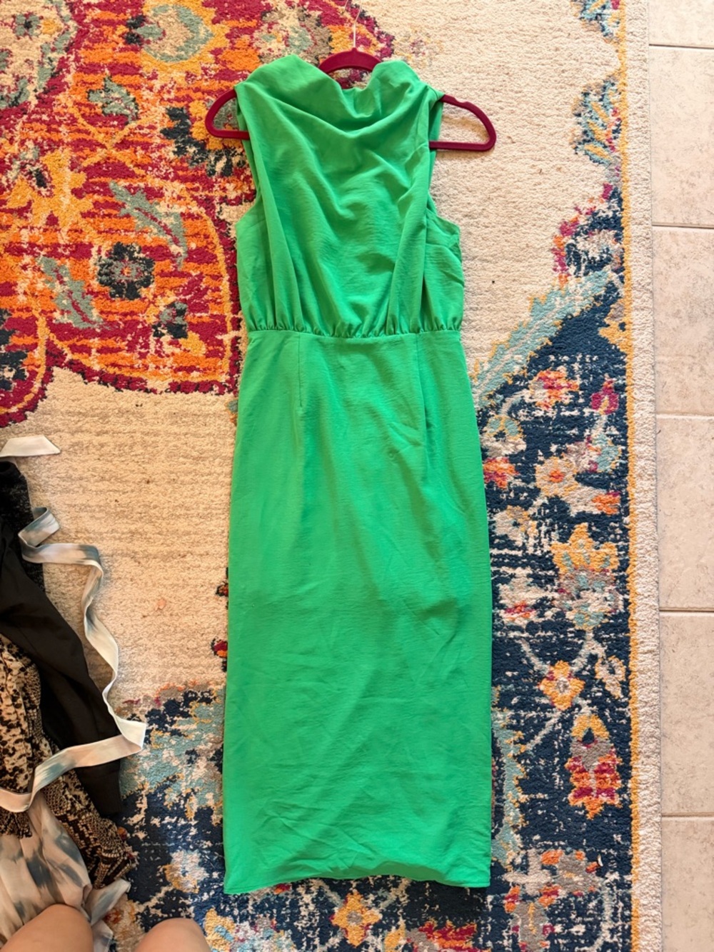 entro Bright Green Cowl-Neck Midi Dress